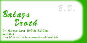 balazs droth business card